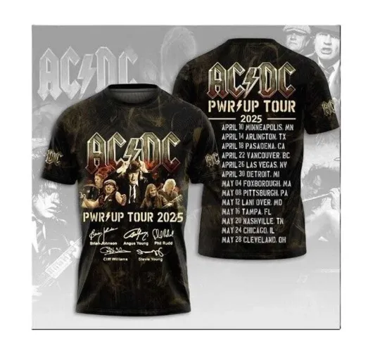 ADDC Power Up Tour 2025 3D Shirt, Power Up Tour 2025 Shirt, ADDC Concert 2025