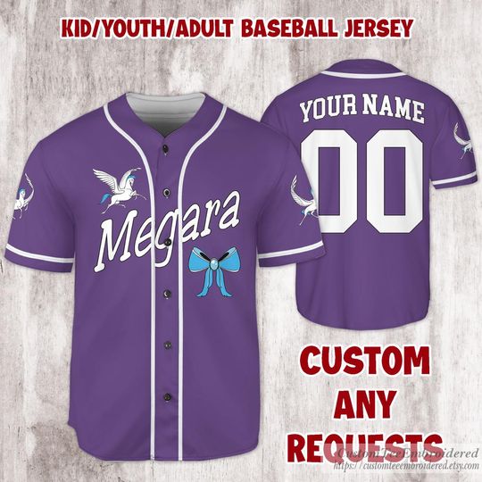 Custom Disney Hercules Megara Baseball Jersey, Disney Megara Jersey, Disneyworld Disneyland Family Trip Matching