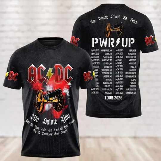 AC.DC Power Up Tour 2025 Shirt, 3D Rock Band , P.W.R UP Fan Gift Tee