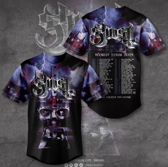 World Tour 2025 Shirt hot Ghost Band Baseball Jersey