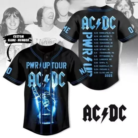 AC.DC P.WR Up Tour 2025 Personalized Baseball Jersey
