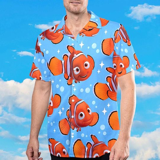 Disney Finding Nemo Shirt, Cute Nemo Button Shirt, Marlin Dory Crush Bruce, Disney Family Trip, Summer Vacation Trip, Magical Land Gift