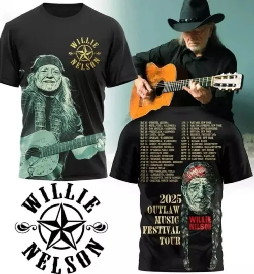 Nelson 2025 Outlaw Music Festival Tour AOP 3D T-shirt