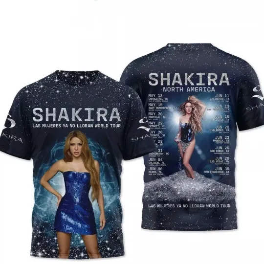 Shakira Las Mujeres Ya No Lloran World Tour 2025 North America T-Shirt 3D