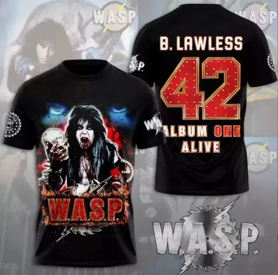 Discover NEW - WASP Band Album World Tour 2025 Red Print 3D Gift Fan All Size S-5XL