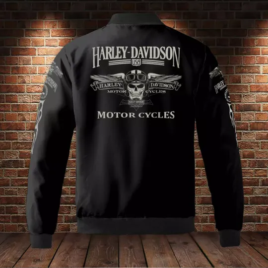 Haarleyy Davidson Printed Logo Jacket,BIKER Fan Unisex Bomber Jacket
