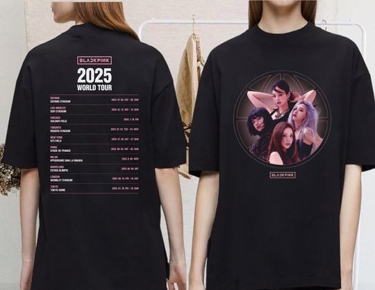Black Pink 2025 Concert Tee, Black Pink World Tour 2025 T-Shirt, Jisoo Jennie Lisa Rose Blink Gift, Black Pink Shirt, Kpop Black Pink Merch
