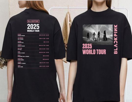 Black Pink World Tour 2025 T-Shirt, Jisoo Jennie Lisa Rose Blink Gift, Black Pink 2025 Concert Tee, Black Pink Shirt, Kpop Black Pink Merch