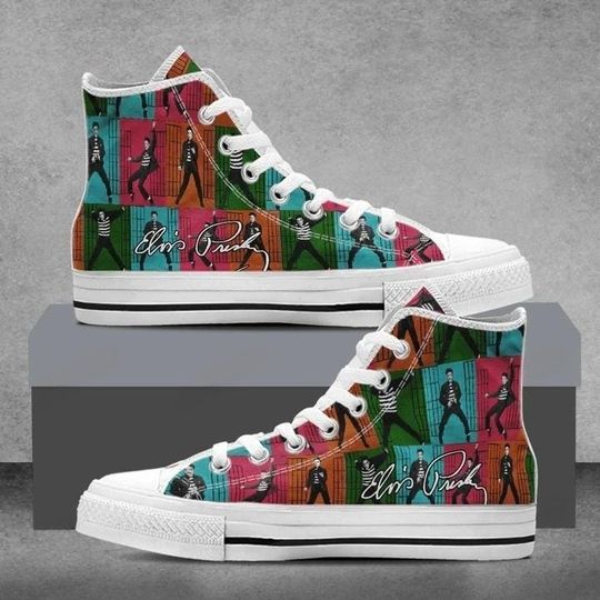 Vintage Elvis Presley Shoes, King Of Rock Girls Shoes, Elvis High Top Shoes, Rock N Roll Women Shoes, Elvis Presley Merch