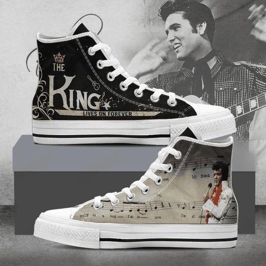 Elvis Presley Shoes, Elvis The King Casual Shoes, Elvis High Top Shoes, Rock N Roll Women Shoes, Elvis Presley Merch, Gift For Fans