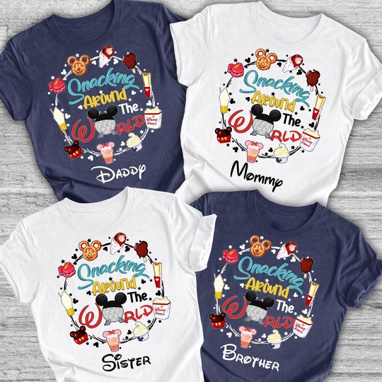 Custom Snacking Around The World Shirts, Disney Epcot Family Vacation 2025, Disney Snacking Around World Shirts , Disney World Family Shirts