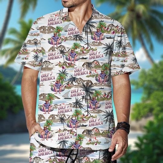 Trump Gulf of America Hawaiian Shirt, Gulf of America Trump Hawaiian Shirt, Trump Ocean Hawaii Shirt, Trump Funny Tee, MAGA Shirt