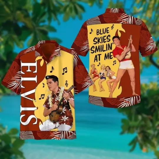 Elvis Hawaiian Shirt, King Of Rock And Roll Shirt, Music Tour Button Shirt