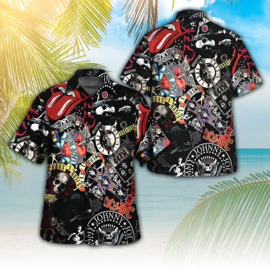 Hot Summer Rock Band Hawaiian Shirt | Festival Music Aloha Button-Up Tee S-5XL