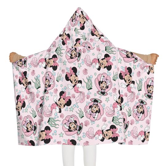 Minnie Disney Kids Hooded Towel Beach Towel Fun Bath Towel Hooded Towel for Kids Beach Towel Gift Birthday Gift Toddler Towel Kids Towel