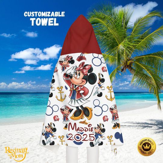 Cruise Hooded Towel, Beach Towel Gift, Summer Towel, Personalized Beach Towel, Custom Beach Towel With Name, Hooded Towel For Kids.