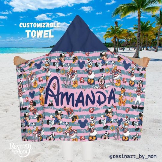 Cruise Hooded Towel, Beach Towel Gift, Summer Towel, Personalized Beach Towel, Custom Beach Towel With Name, Hooded Towel For Kids.