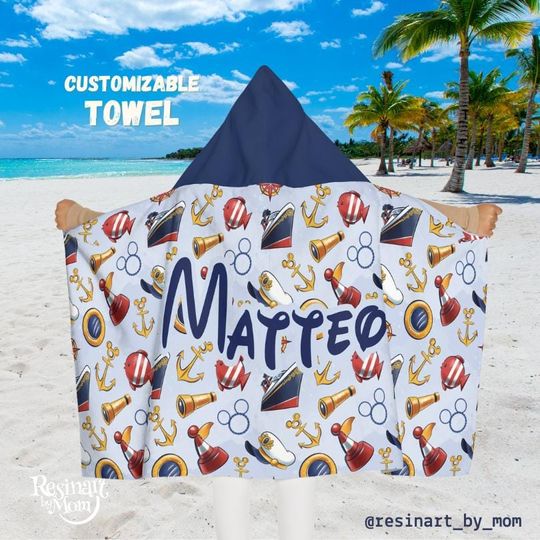 Cruise Hooded Towel, Beach Towel Gift, Summer Towel, Personalized Beach Towel, Custom Beach Towel With Name, Hooded Towel For Kids.