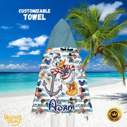 Disney Cruise Hooded Towel, Beach Towel Gift, Summer Towel, Personalized Beach Towel, Custom Beach Towel With Name, Hooded Towel For Kids.