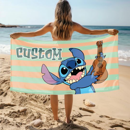 Personalized Stitch Towel, Disney Towels, Custom Name Towel, Birthday Gifts for Kids, Disney Stitch Towel, Pool Towel, Summer Vacation Gift