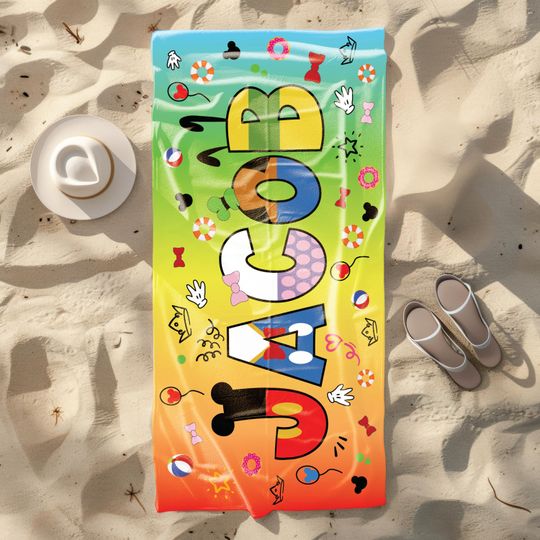 Custom Mickey Head Towel, Minnie Head Towel, Disney Castle Towels, Disney Pool Party Towel, Summer  Disney Trip Gift for Kids, Name Towels