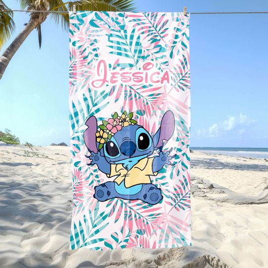 Stitch Beach Towel, Custom Beach Towel, Disney, Custom Stitch, Disney Trip, Birthday Gift, Christmas, Halloween Gift, Personalization Gift