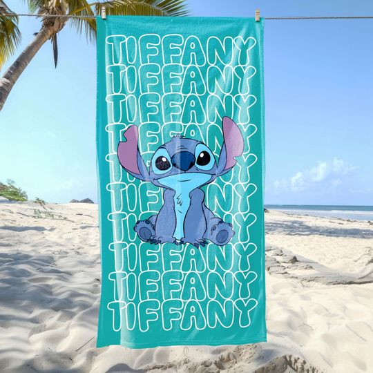 Stitch Beach Towel, Custom Beach Towel, Disney, Custom Stitch, Disney Trip, Birthday Gift, Christmas, Halloween Gift, Personalization Gift