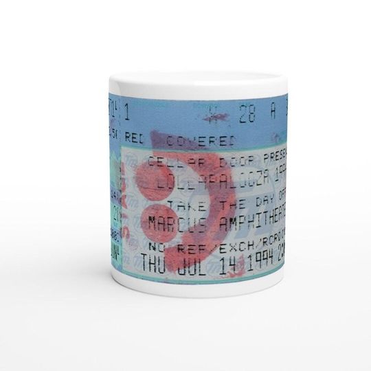 Lollapalooza 1994 Concert Ticket Stub Mug - Vintage Music Memorabilia Gift Beastie Boys Smashing Pumpkins Tour