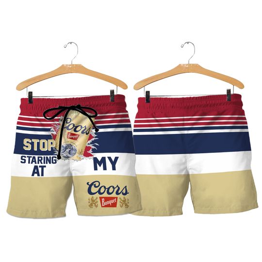 CCOORS Banquet Stop Staring At Horizontal Striped Swim Trunks