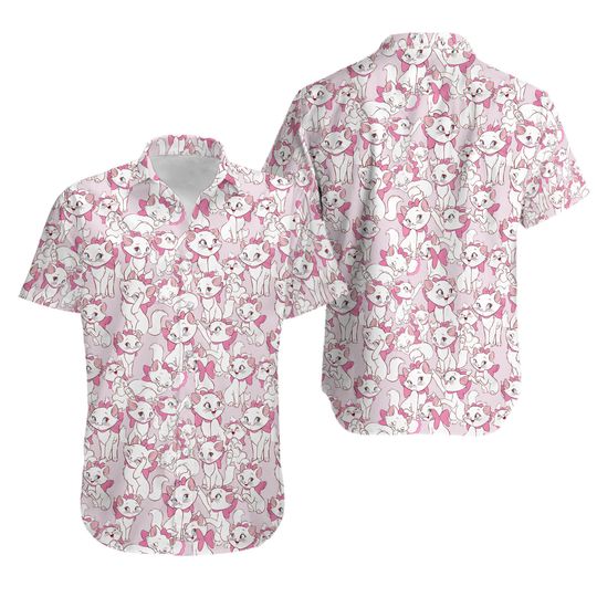 Discover Marie with Her Pink Bow Hawaiian Shirt Disney