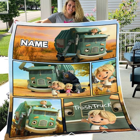 Disney Trash Truck Blanket - Disney Lovers Fleece - Disney Gifts, Disneyland Fleece, Cartoon Sofa Bedding,Kids Adult Bedroom