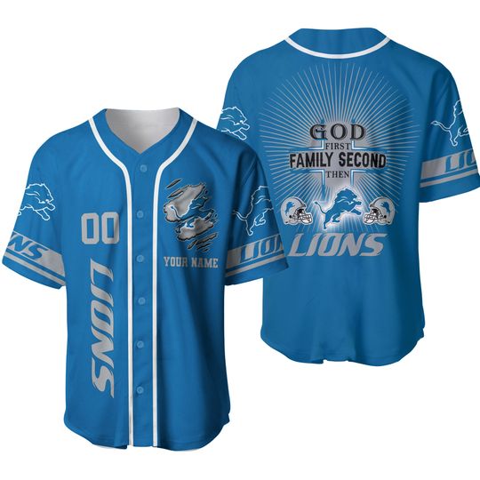 Personalized Detroit Lions Baseball Jersey