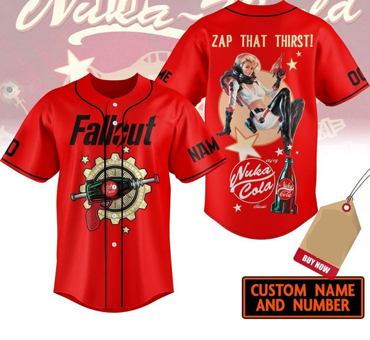 Nuka Cola Zap That Thirst Falllout Love Baseball Jersey
