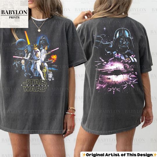 Vintage Star Wars T Shirt, Star Wars Original Trilogy Shirt, Star Wars A New Hope Shirt Disneyland Shirt Luke Skywalker Darth Vader Leia tee
