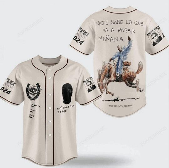 Bad Bunny Benito Most Wanted Tour Baseball Jersey Shirt