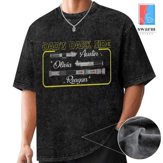 Custom Starwars Dad Lightsaber Shirt, Father's Day Gifts For Dad, Starwars Jedi Dad Oversized Wash Shirt, Galaxy's Edge May The 4th