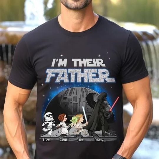 Custom Star Wars Characters Dad Kids Shirt, Disney Movie Family Matching Shirt, I'm Their Father Shirt, Father's Day Gift For Dad Men