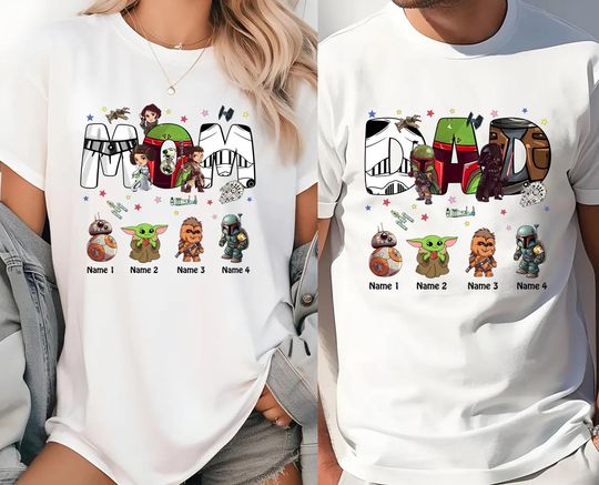 Personalized Starwars Dad Mom Shirt, Starwars Dad Shirt, Dadalorian Shirt, Best Dad Shirt, Custom Starwars Family Shirts, Mothers Day Gift