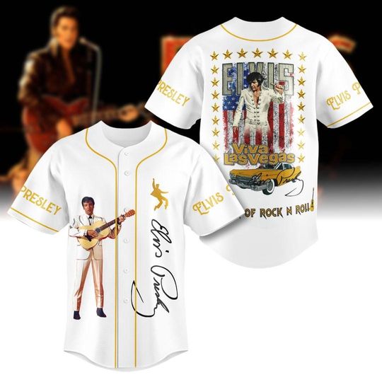 Elvis Viva Las Vegas T-shirt, The King Of Music Baseball Jersey, Elvis King Of Rock N Roll Jersey Shirt, 90s Elvis Presley Baseball Shi
