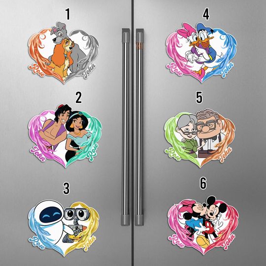Personalized All Characters Couple Cruise Magnet, Mouse Princess Prince Carl Ellie Wife Husband Cruise Stateroom Door