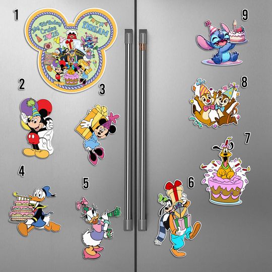 Happy Birthday Custom Magnet - Personalized Magnet, Mouse & Friends, Cruise Door Magnets, Stateroom Door Decor, DCL