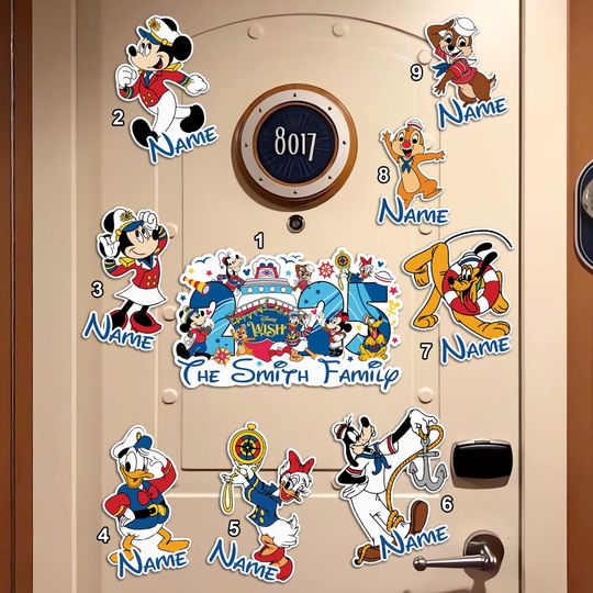 Personalized Cruise Line 2025 Magnet, Mouse and Friends Family Cruise Magnet, Family Sign Wish Dream Treasure Fantasy Magnet
