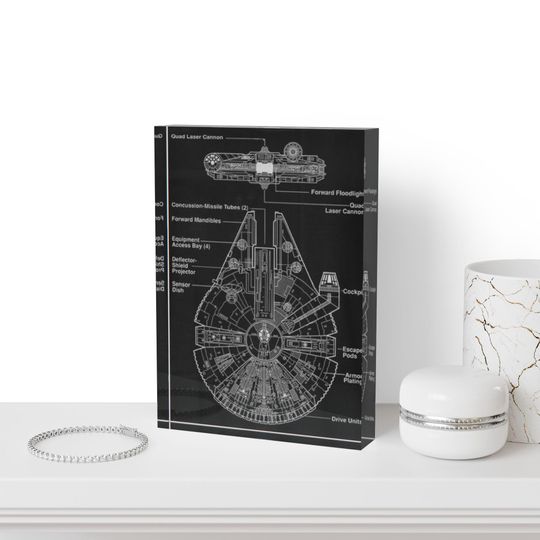 Star Wars Photo Block - Father's Day Gift - Gift For Him - Home Decor - Millennium Falcon