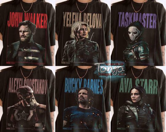Thunderbolts Movie Characters Vintage Shirt, BUCKYY Bn Barnes Shirt, Yelena Belova, Marvel Poster Tee,  Avengers Campus , Disney Family Trip