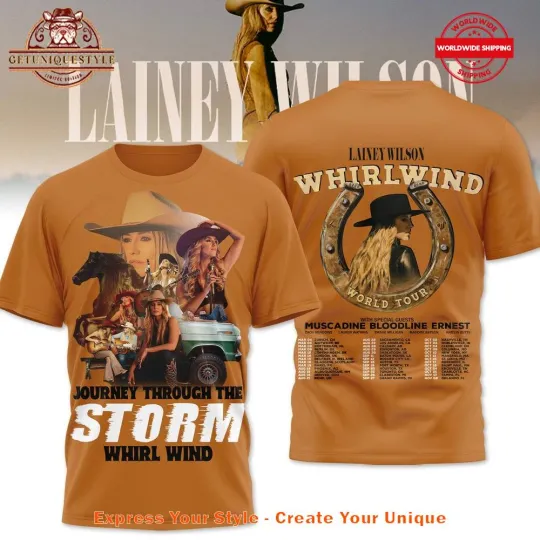 Lainey Wilson Whirlwind World Tour 2025 3D T-Shirt