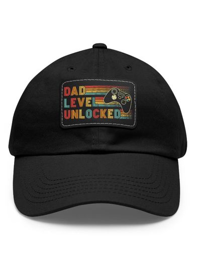 Dad Level Unlocked Hat, Funny New Dad Cap, Dad Gaming Hat, Fathers Day Gift Idea, New Super Dad Announcement Hat, Dad Hat with Leather Patch