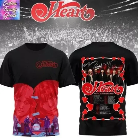 Heart Royal Flush Tour 2025 Signature 3D T-Shirt
