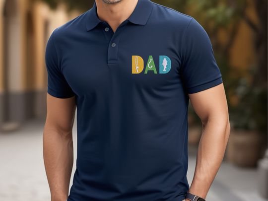 Dad Embroidery Shirt,Father Day Gift,Father Embroidery Shirt,Father Birthday Gift,Fishing Shirt,Hooking Polo Shirt,Funny Father Polo
