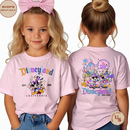 Disneyland Toddler T-Shirt, Disneyland 70th Anniversary Kids Shirt, Mickey And Friends Disneyland Shirt, Two-Sided Disneyland 70th Shirt