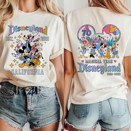 Disneyland 70th anniversary shirt/Mickey & friends Disneyland castle Platinum Celebration 1955-2025 Shirt/WDW Matching Family Tee